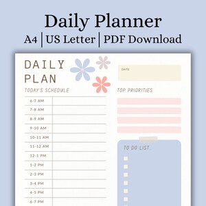Daily Planner, Printable Todo List Planner, Top Priorities Template, Printable Daily Schedule, productivity planner, Daily Task Planner