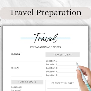 Printable Travel Planner, Vacation Template, Trip Itinerary Planner, Travel Organizer, Single Page Vacation Preparation