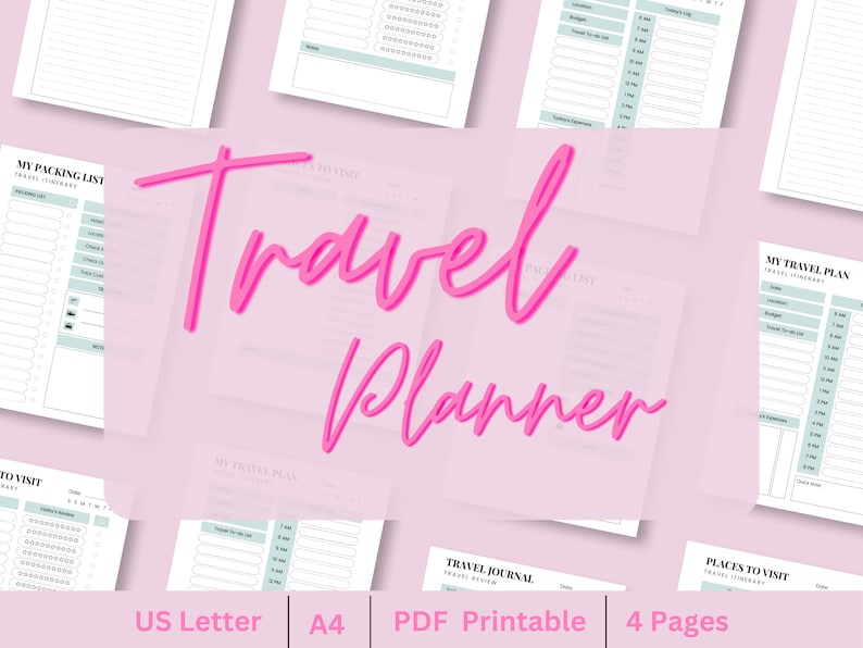 Travel Itinerary, Roadtrip Organizer, Vacation Planner, Travel Journal