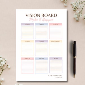 Vision Board Printable Planner Goal Planner Template - Etsy