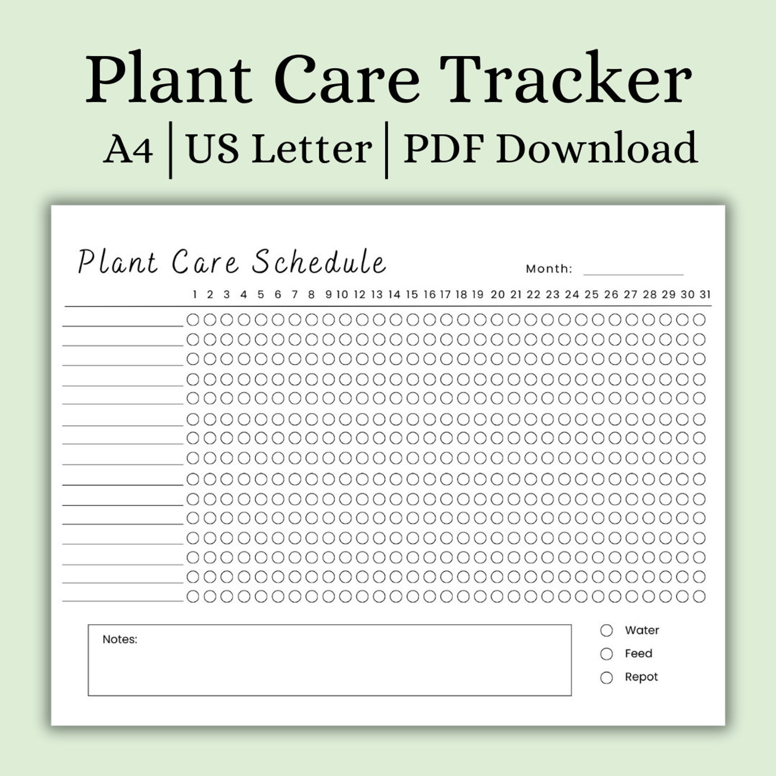 Monthly Plant Care Tracker Printable, Plant Watering Schedule, Monthly Plant Planner, Gardening ...