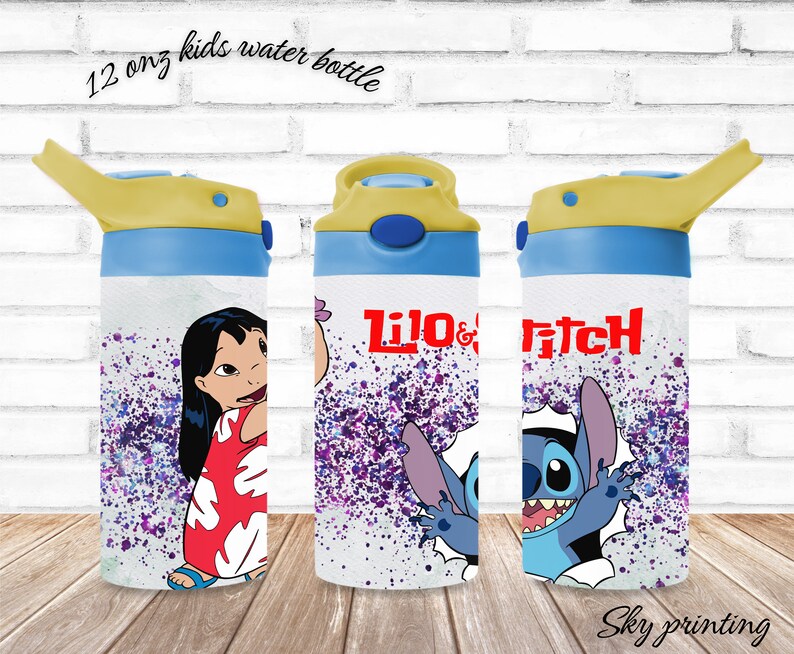 12 Oz Kids Water Bottle With Lilo and Stitch Design - Etsy