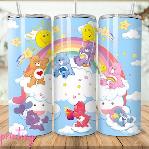 Bicchiere da 20 oz con design Care Bears, con cannuccia di plastica
