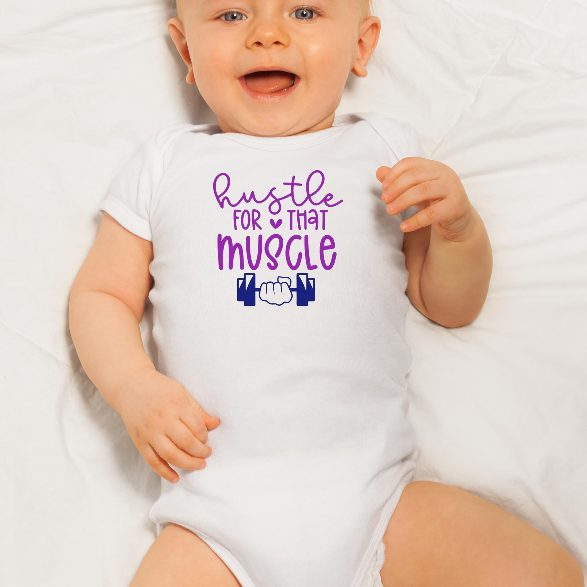 Cute Rascals Baby Bodysuit ??? 'Born To Lift' Gym Workout Design, 100% Cotton Lavender Outfit For Newborns