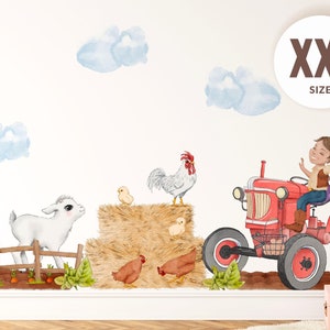 Farm Animals Wall Decal for Boys - Nursery Decor with Tractor Wall Stickers