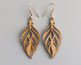Leaf Wood Earring Svg Laser Cut File Digital Download