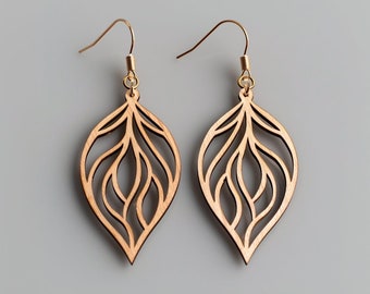 Leaf Wood Earring Svg Laser Cut File Digital Download