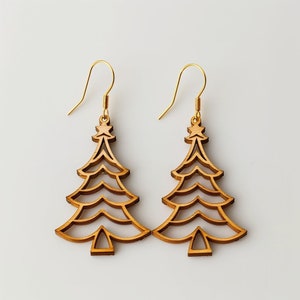 Christmas Tree Wood Earring Svg Laser Cut File Digital Download