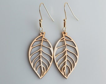 Leaf Wood Earring Svg Laser Cut File Digital Download