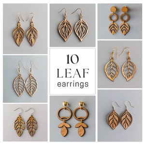 Bundle Leaf 10 Wood Earring Svg Laser Cut File Digital Download