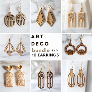 Art Deco Bundle 10 Earrings Svg Laser Cut File Digital Download