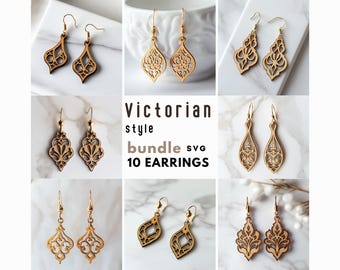 Victorian Style Bundle 10 Earrings Svg Dxf Png Pdf Laser Cut File Digital Download