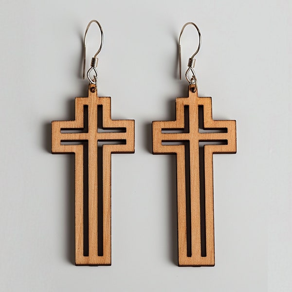 Ornate Cross Wood Earring Svg Laser Cut File Digital Download