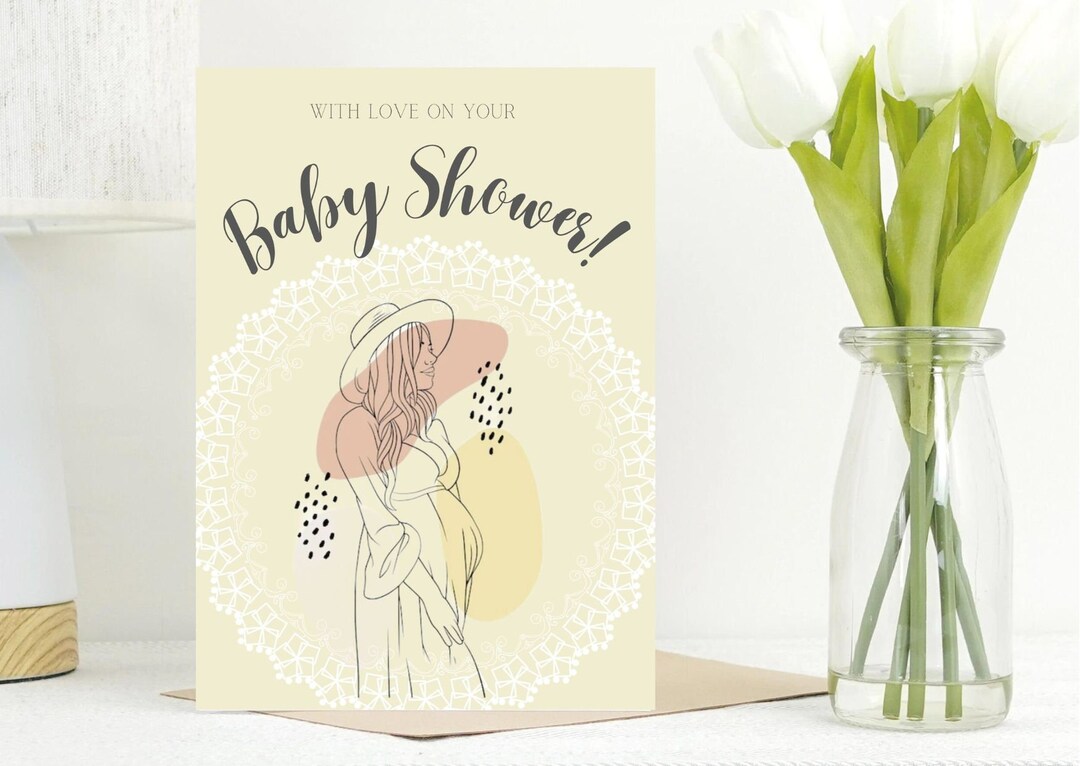 Baby Shower Card, Pink Baby Shower Card, Baby Shower Gift, Card for