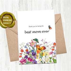 Druckbare Muttertagskarte für Mama Bunte Muttertagskarte für die erste Mutter Sofortiger Download PDF, Best Mom Ever