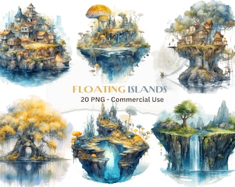 Fairy Floating Islands Clipart: Skyborne Dreamscapes (PNG Digital Download)