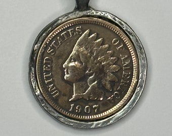 1907 Indian Head Penny Bronze Coin Pendant