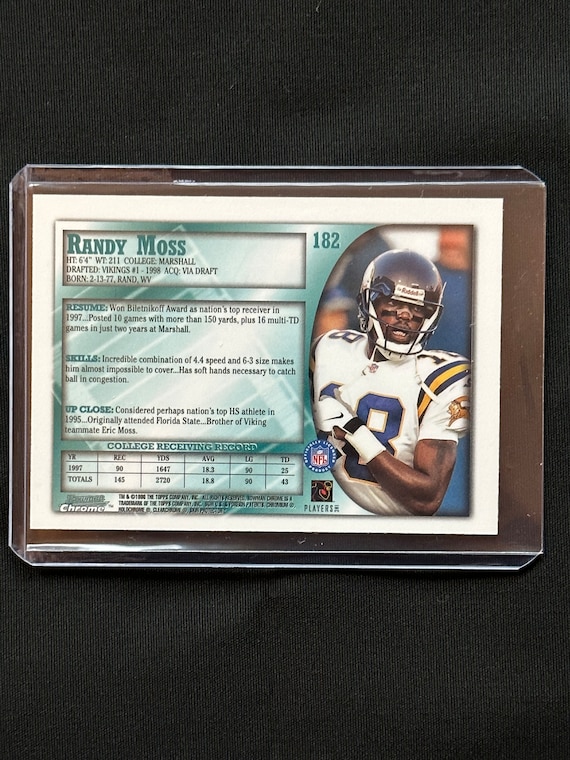 1998 Bowman Chrome Randy Moss Rookie Card #182 - Hall of Fame NFL