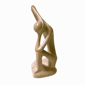 Steinskulptur, Vintage handgefertigte Statue einer Mannfigur, abstrakte Figur, minimalistische abstrakte Kunstskulptur aus Speckstein
