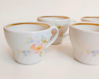 Set of 6 Small Vintage Flower Coffee Espresso Cups