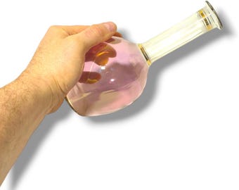 Vintage Rose Clear Glass Bottle 500ml, Gilded, 1970s, No Cork