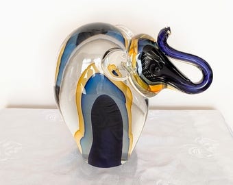 Murano Glass Elephant Sculpture, Stefano Toso Signed 1960s Italy
