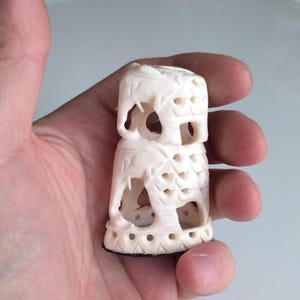 Two Stacked White Elephants Resin Sculpture, Handmade 1980