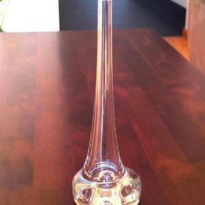 Clear Glass Bubble Base Vase, Mouth Blown European 1980