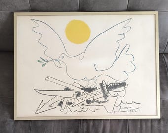 ピカソ作「鳩」｜1969年初版リトグラフ｜書籍の挿絵｜ギフトにも最適