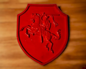 Vytis, Heraldry, Coat of Arms of the State of Lithuania - Vytis: historical symbol of an armored knight, adorning interior decor on walls.