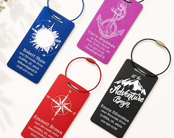 Large Engraved Aluminum Tag, Personalized Metal Luggage Tag, Travel Gift, Backpack tag, Bag ID, Custom Images, Logos, Suitcase tag