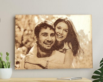 Engraved Photo on Wood, laser engraved wood plaque, Custom Wood Photo with Stand, Picture Gifts for Her, Personalized Portrait, Pet memorial