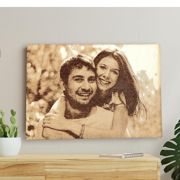 Engraved Photo on Wood, laser engraved wood plaque, Custom Wood Photo with Stand, Picture Gifts for Her, Personalized Portrait, Pet memorial