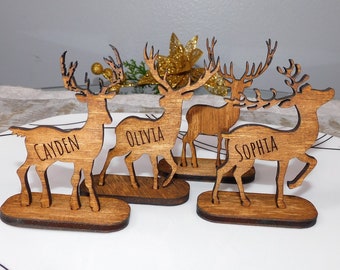 Christmas Place name, Personalised Reindeer decorations Stag Place Names, winter wedding decor, TABLE DECORATION, Christmas decor, ornament