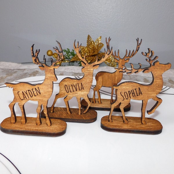 Christmas Place name, Personalised Reindeer decorations Stag Place Names, winter wedding decor, TABLE DECORATION, Christmas decor, ornament