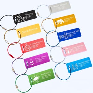 Luggage ID, Engraved Aluminum Tag, Personalized Metal Luggage Tag, Travel Gift, Bag ID, Custom Images, Logos, Suitcase tag, Backpack tag