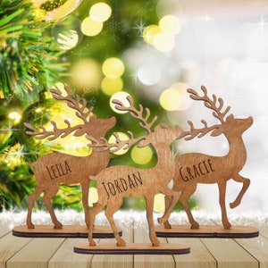 Christmas Place name, Personalised Reindeer decorations Stag Place Name, small or big winter wedding decor TABLE DECORATION, Christmas decor