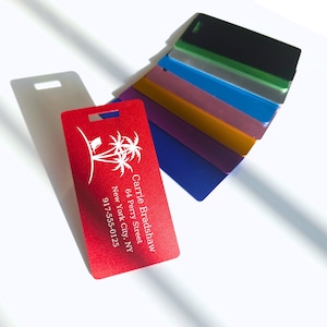 Engraved Aluminum Tag, Personalized Metal Luggage Tag, Travel Gift, Bag ID, Custom Images, Logos, Suitcase tag, Backpack tag