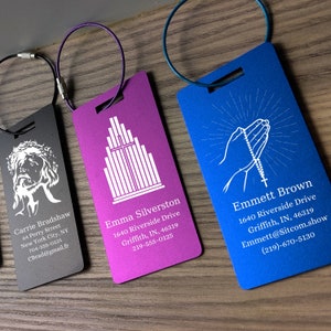 Large Engraved Aluminum Tag, Personalized Metal Luggage Tag, Travel Gift, Backpack tag, Bag ID, Custom Images, Logos, Suitcase tag