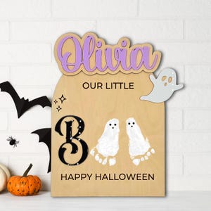 Baby First Halloween Keepsake, DIY Halloween Footprint Art, New Baby Ornament,Gift For Mom, Halloween Kid Craft, My Little Boo Ornament