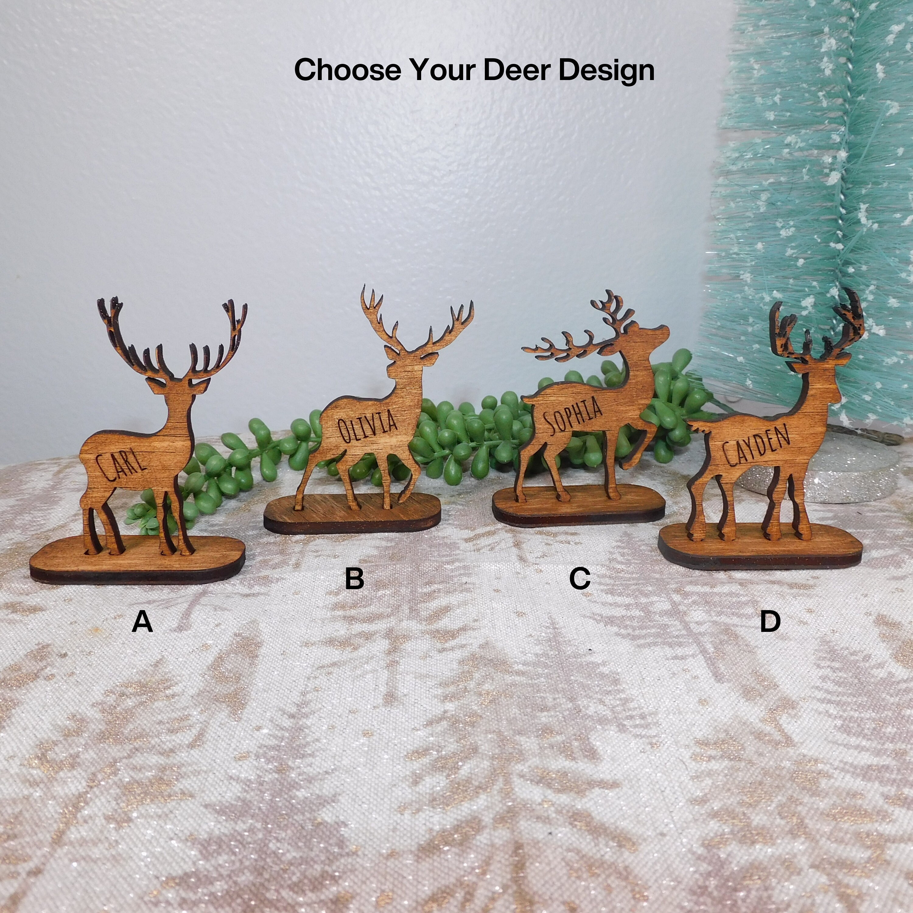 30 Cartes De Table En Kraft Noël - Design Renne Découpé - Pour Place, Nom, Décoration Fête