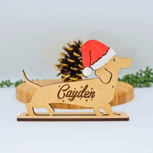 Decoração de cachorro de Natal para família, cachorro independente personalizado, enfeites para animais de estimação, configuração de nomes de lugares, ornamento, nomes de lugares de mesa, amante de cães