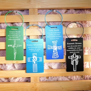 Spiritual Large Engraved Aluminum Tag, Personalized Metal Luggage Tag, Travel Gift, Backpack tag, Bag ID, Custom Images, Logos, Suitcase tag