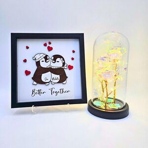 Anniversary Gift, Wood Anniversary Sign - Custom Couple Names Gift with Forever Flower, 3D Wooden Couples gift. Valentine&#39;s Day Gift