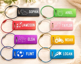 Backpack name Tag, Kids Backpack Tag, Diaper Bag Tag, Name Keychain, Back to School Accessory, Name tags, Toddler name label daycare