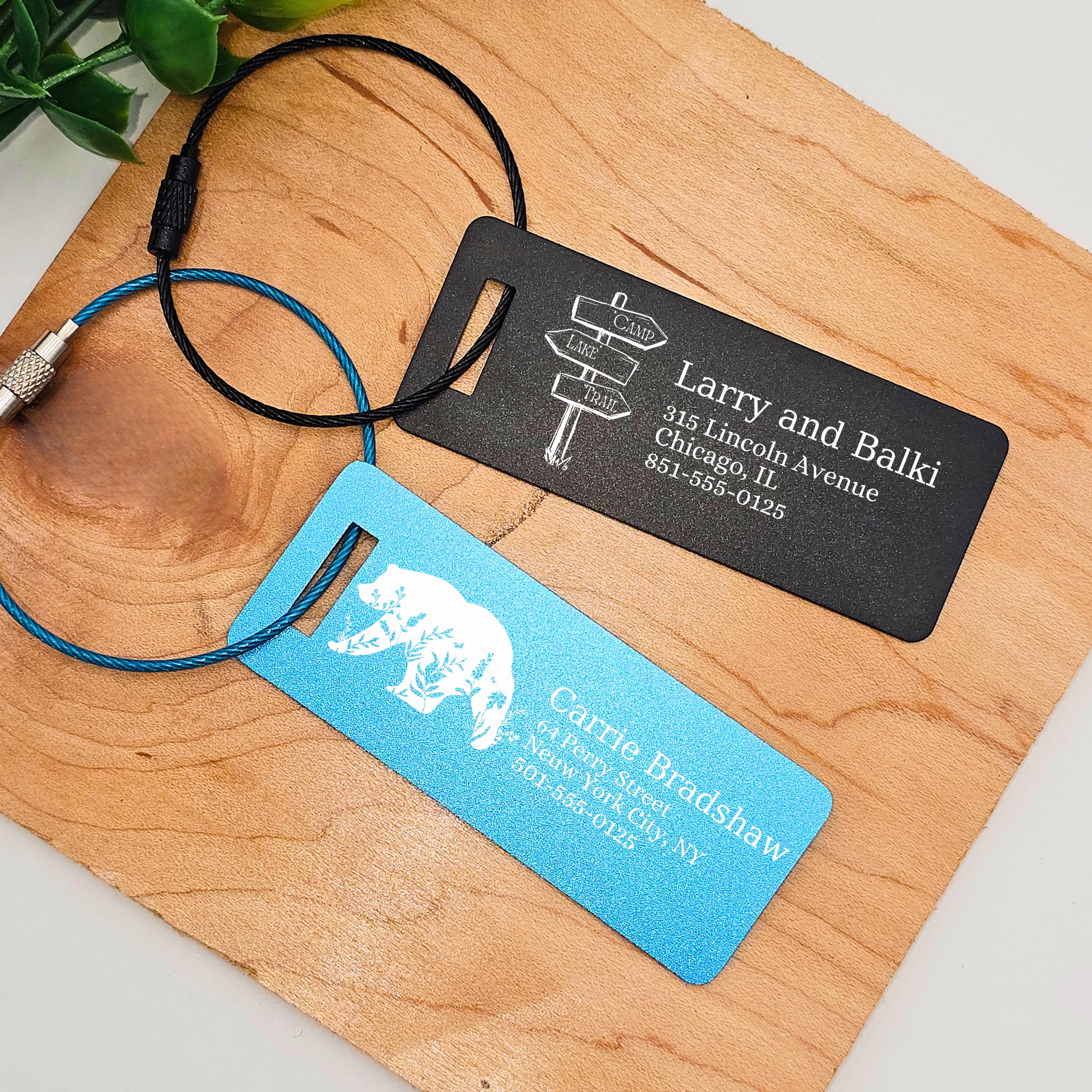 Engraved Aluminum Camping Luggage Tag, Personalized Backpack Tag