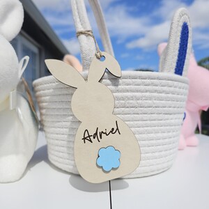 Étiquette de panier de Pâques, étiquette de lapin personnalisée pour décoration de panier de Pâques d'enfants, étiquette de nom de panier pour cadeau de Pâques de petits-enfants, marque-place, cadeau personnalisé