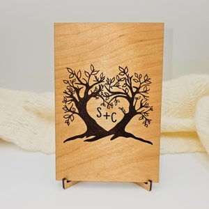 Family Tree Initials Card, Couples Gift 5 Year Anniversary Gift, Personalized Gift for Wife, Girlfriend, Greeting Card birthday gift for her