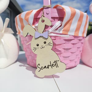 Étiquette de panier de Pâques, étiquette de lapin personnalisée pour décoration de panier de Pâques d'enfants, étiquette de nom de panier pour cadeau de Pâques de petits-enfants, marque-place, cadeau personnalisé