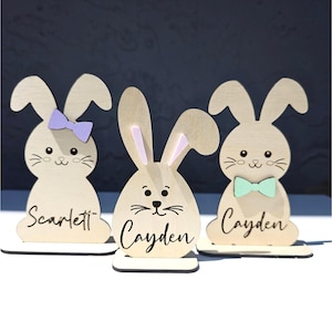 Personalized Freestanding Bunny Place Cards – Custom Easter Table Setting | Basket Name Tags | Easter Gift | Basket Stuffers | Party favors